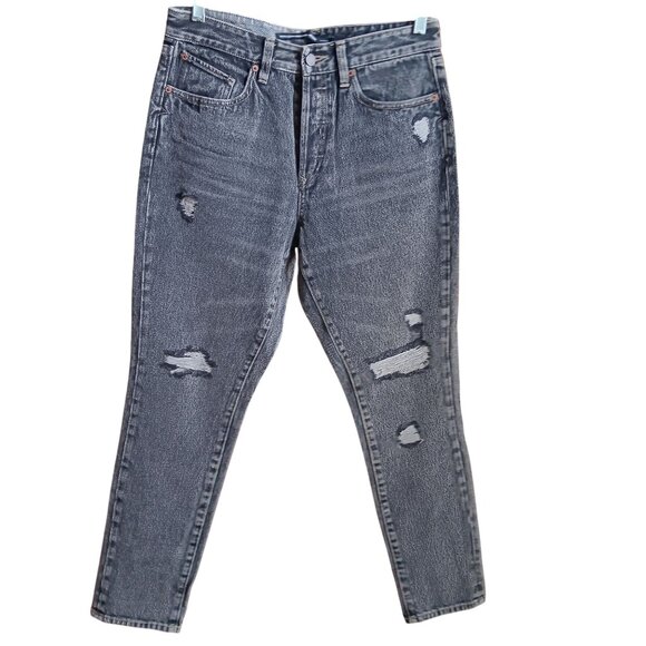 Volcom Womens Distressed Black Wash Skinny Fit Jeans Size 30 32x30 measured - Picture 3 of 8